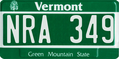 VT license plate NRA349