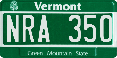 VT license plate NRA350