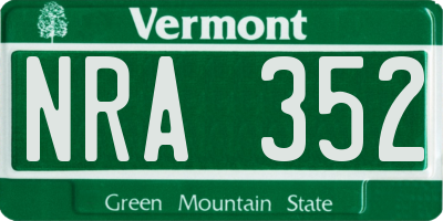 VT license plate NRA352