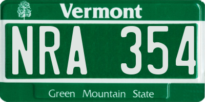 VT license plate NRA354