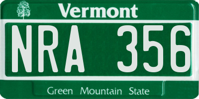 VT license plate NRA356