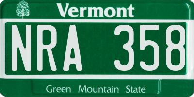 VT license plate NRA358