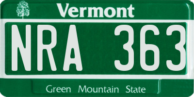 VT license plate NRA363