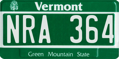 VT license plate NRA364