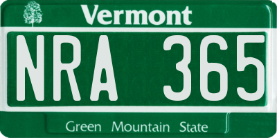 VT license plate NRA365