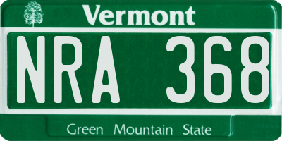 VT license plate NRA368