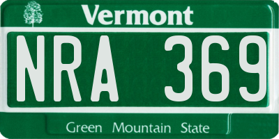 VT license plate NRA369