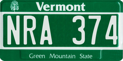 VT license plate NRA374