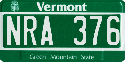 VT license plate NRA376