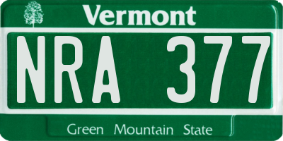 VT license plate NRA377