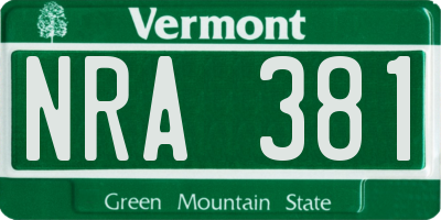 VT license plate NRA381