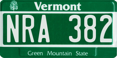 VT license plate NRA382
