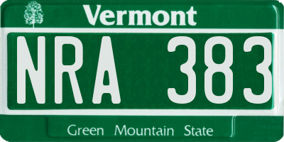 VT license plate NRA383