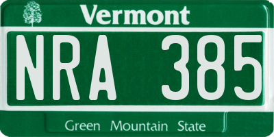 VT license plate NRA385
