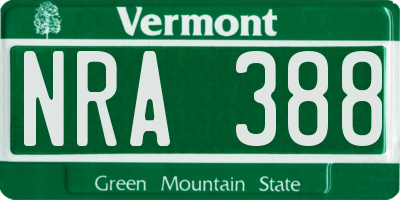 VT license plate NRA388