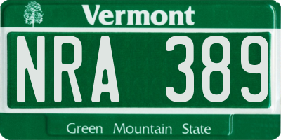 VT license plate NRA389