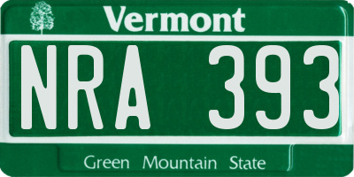 VT license plate NRA393