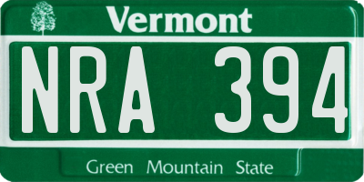 VT license plate NRA394