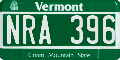 VT license plate NRA396