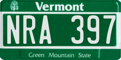 VT license plate NRA397