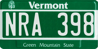 VT license plate NRA398