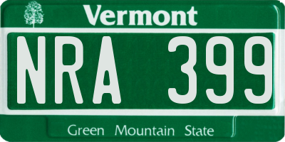 VT license plate NRA399