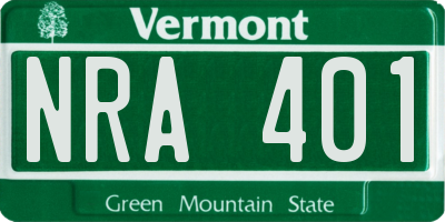 VT license plate NRA401