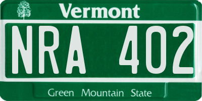 VT license plate NRA402