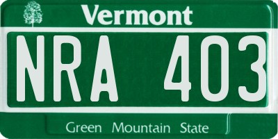 VT license plate NRA403