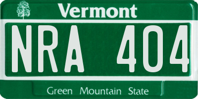VT license plate NRA404