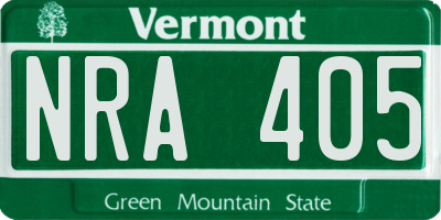 VT license plate NRA405