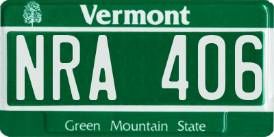 VT license plate NRA406