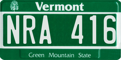 VT license plate NRA416