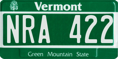 VT license plate NRA422