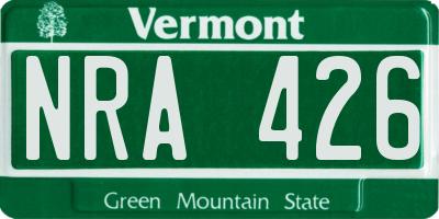 VT license plate NRA426