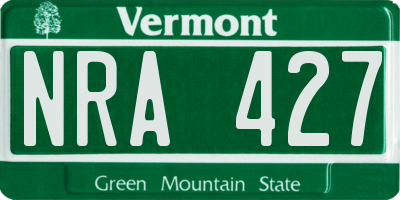 VT license plate NRA427