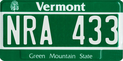 VT license plate NRA433