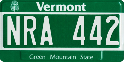 VT license plate NRA442