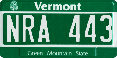VT license plate NRA443