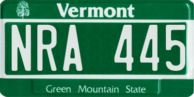 VT license plate NRA445