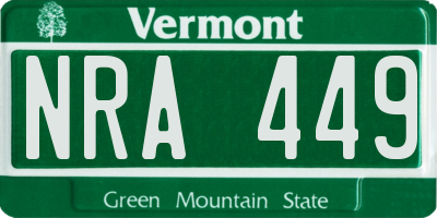 VT license plate NRA449
