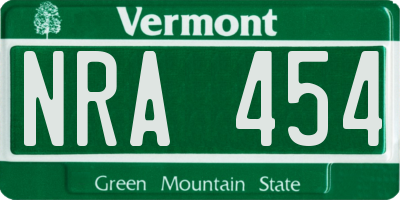 VT license plate NRA454