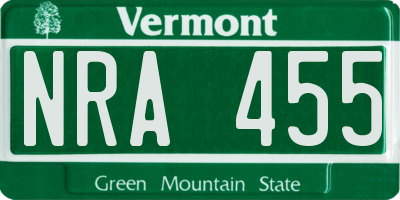VT license plate NRA455