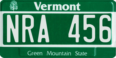 VT license plate NRA456
