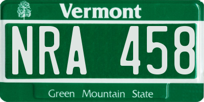 VT license plate NRA458