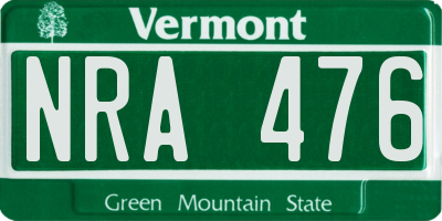 VT license plate NRA476