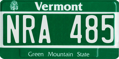 VT license plate NRA485