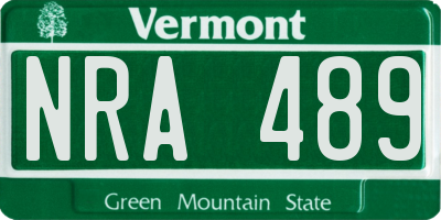 VT license plate NRA489
