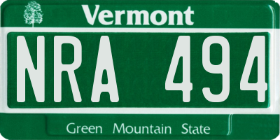 VT license plate NRA494