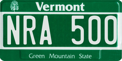 VT license plate NRA500